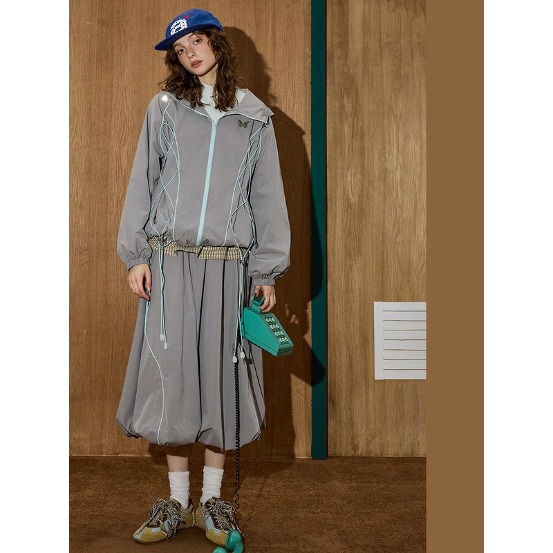 Coolhut2025 Autum Women's Fashionable American Sports Retro Loose and Versatile Skirt