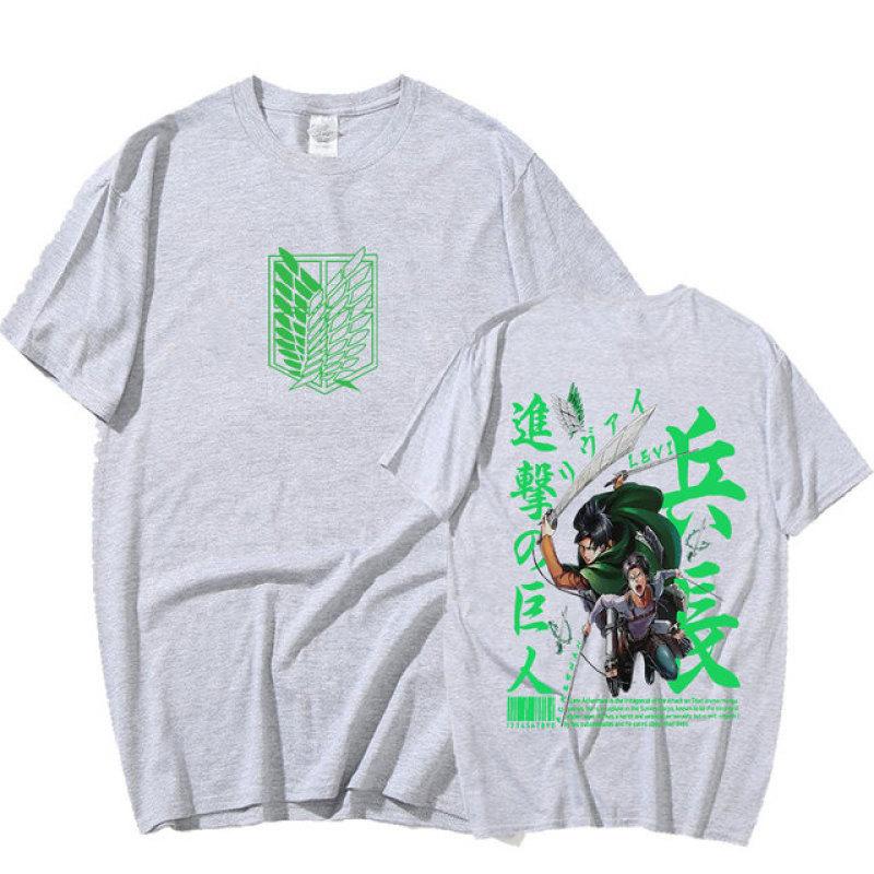 Tricou cu anime japonez Attack on Titan Manga Levi Ackerman Shingeki No Kyojin Tricou unisex casual din bumbac cu mânecă scurtă
