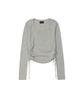 Ledeoli Square Neck Shirred Wool Knit Top [Navy]
