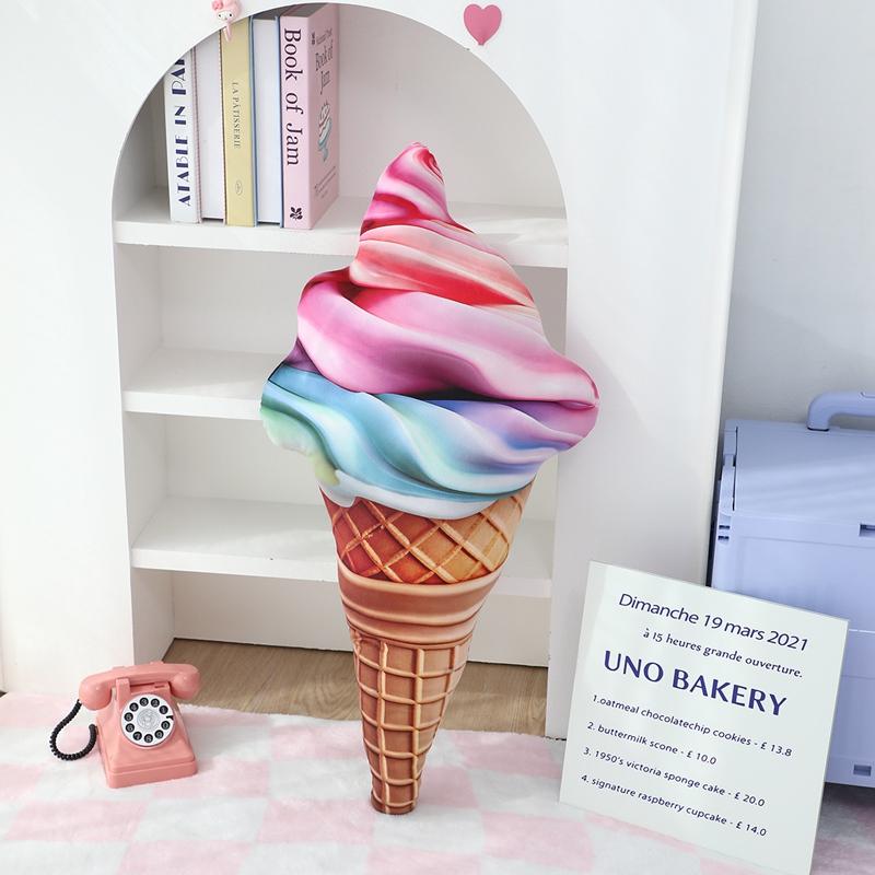 3D Simulation Eis Plüschtier Stofftier Essen Snack Kissen Kissen Süße Waffel Kawaii Raumdekoration Geburtstagsgeschenk für Kinder