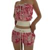 Y2K American Retro Camouflage Bandeau & Shorts Set