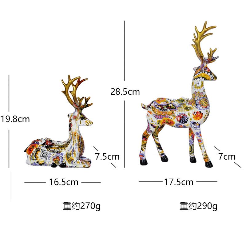 Kunstharzhandwerk Wassertransferdruck Bunte Hirschornamente Kreatives Paar Hochzeitsgeschenk Heim Wohnzimmer Weinschrank Dekoration