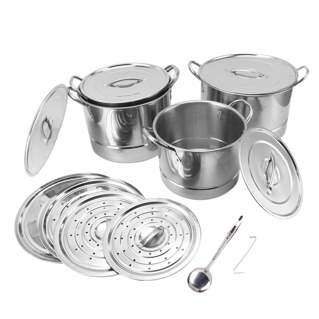 4PCS Soup Pot Set Stainless Steel Multipurpose Sauce Pot Kitchen Cookware with 8 Lids for Cooking St