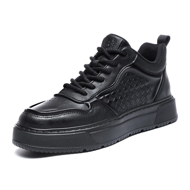 

Высокие мужские туфли на шнуровке из бархата в корейском стиле для студентов, носящих теплую повседневную обувь, ретро-тренд, маленькие черные туфли 39