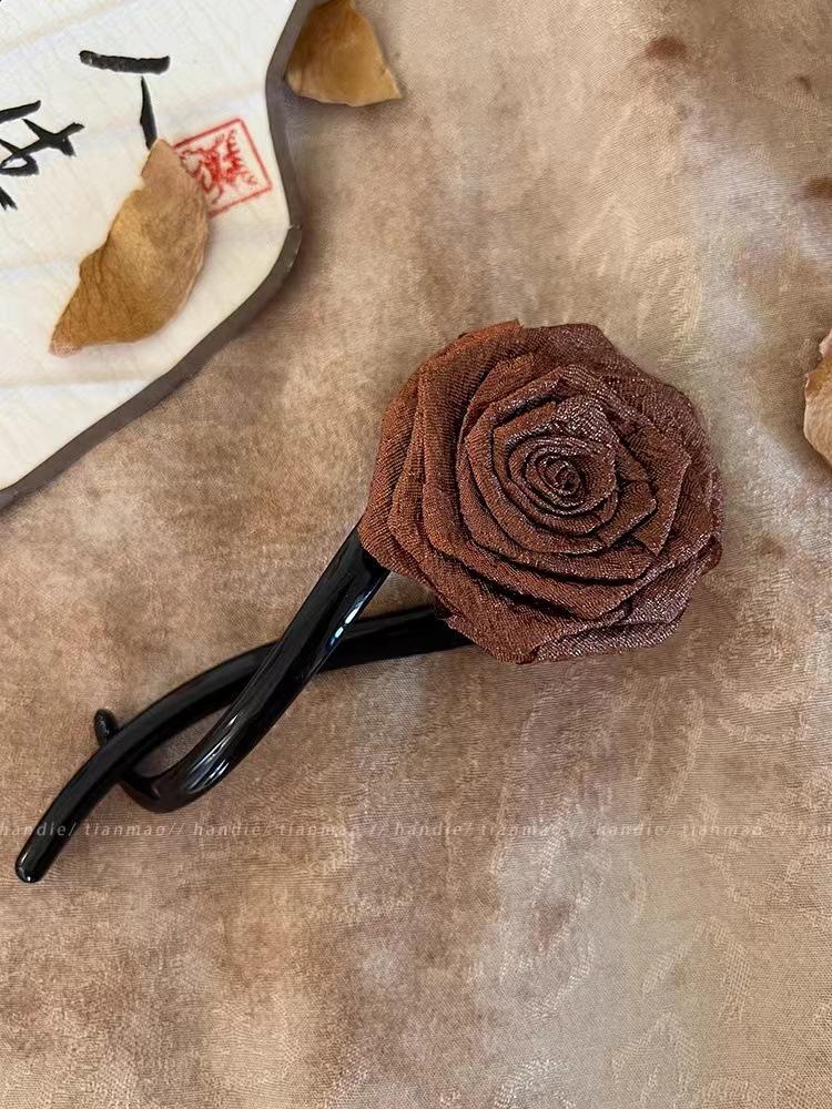 Thin Dried Rose Hair Twist Clip for Women - Updo & Hairpin Accessory