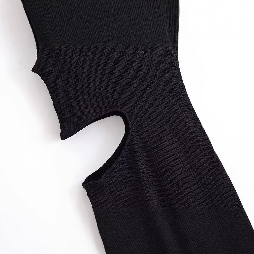 2025 Spring Women's European & American Style Elastic Open Design Long Dress