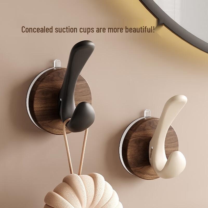 Yuyi Angel Reusable Suction Hooks with Walnut Finish