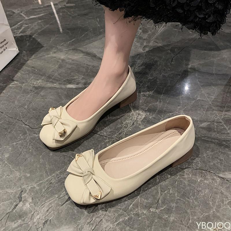 Fashion Female Shallow Mouth Flats Women's Bow 2025 Soft Soled Shoes Summer Slope Heel Super Soft Lazy Shoes Low Cut Comfort Ladies Flat