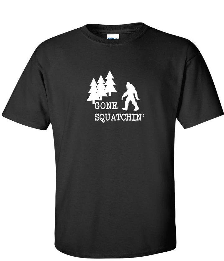 Gone Squatchin T-Shirt Bigfoot Sasquatch Black White Funny Tee Shirt S-5XL XL