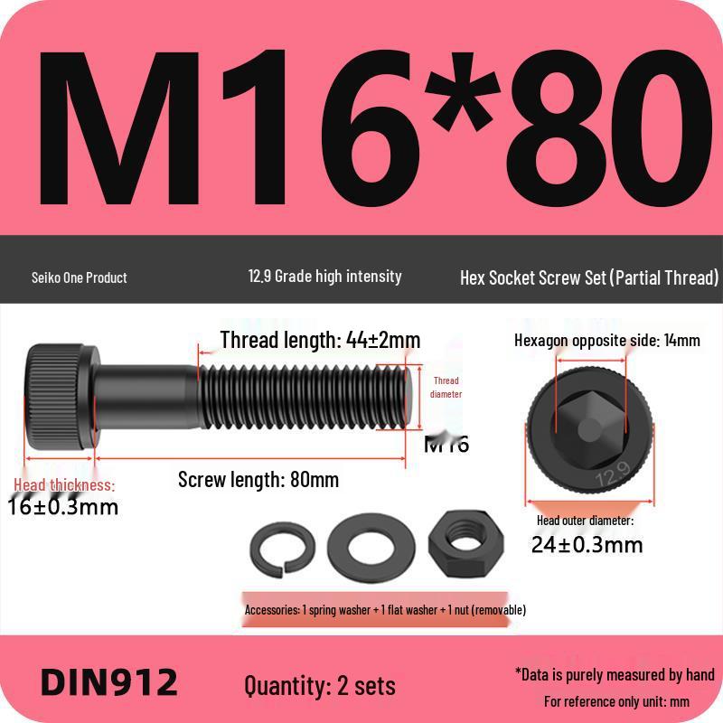 12.9 High Strength Socket Head Cap Screw and Nut Set M8-M16.