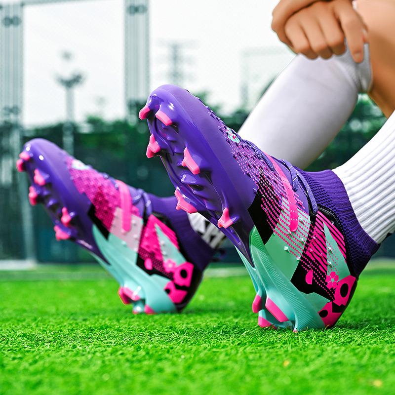 New Red Football Shoes Men Women Society Soccer Cleats Professional Training Shoes Outdoor Men's Artificial Grass Soccer Cleats