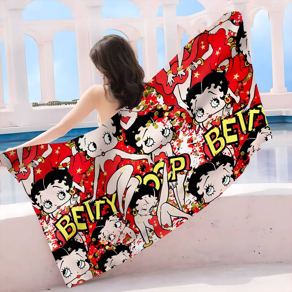 Anime B-Bettys B-Boops Microfiber Beach Towel Absorbent Quick Dry Soft Yoga Swimming Resort Mountain Climbing Towel