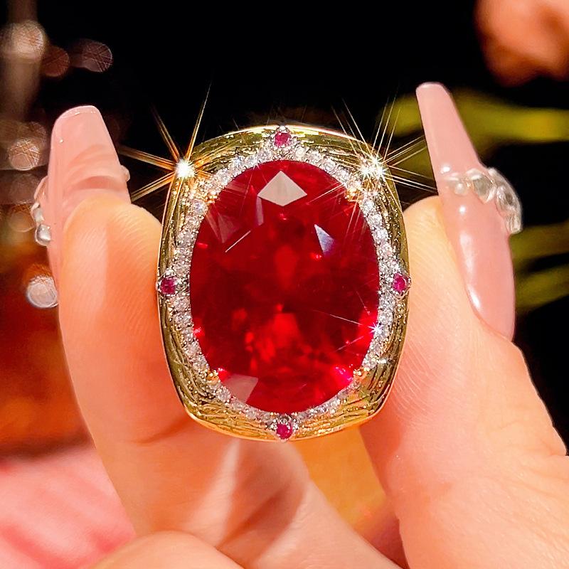 Jewelry Simulation Red Corundum Light Luxury High-End Jewelry Set 15 * 20-10-12