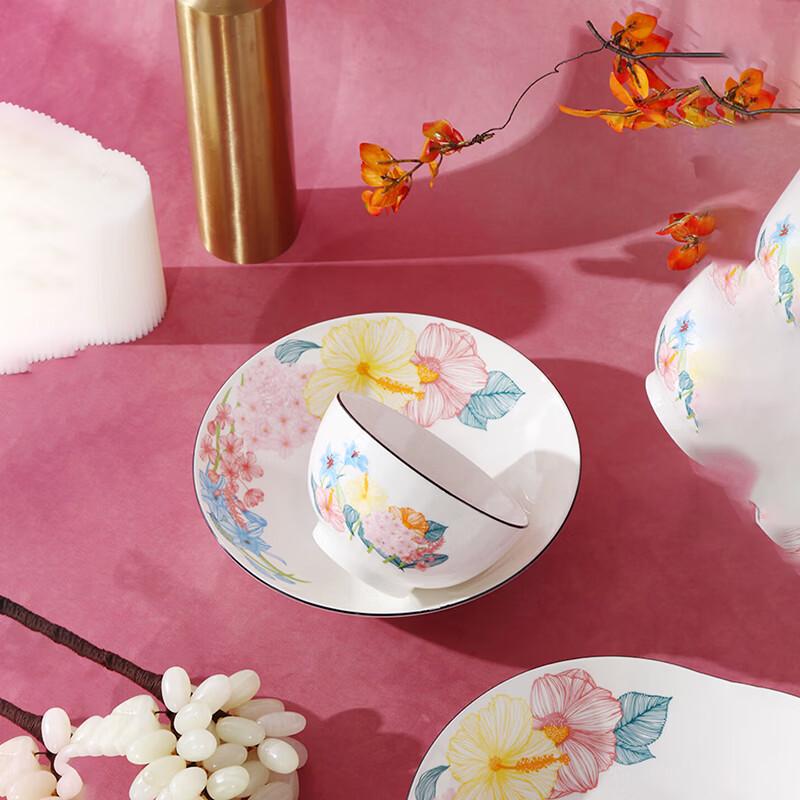 Shangling Dingyuan Chinese Style Floral Ceramic Dinnerware Gift Set
