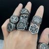 Vintage Viking Men Rings Stainless Steel Ethnic Belief Nordic Odin Compass Tree of Life Valknut Ring Amulet Jewelry
