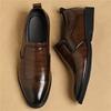 Fashion New Designer Men's Glossy Black Brown Leather Casual Shoes Male Slip on Loafter Formal Wedding Dress Homecoming Footwear