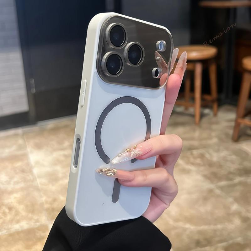 Luxus Bonbonfarbe Großes Fenster Stoßfeste Hülle Für iPhone 17 16 15 14 13 12 Pro Max Für Magsafe Kabelloses Laden Armor Funda