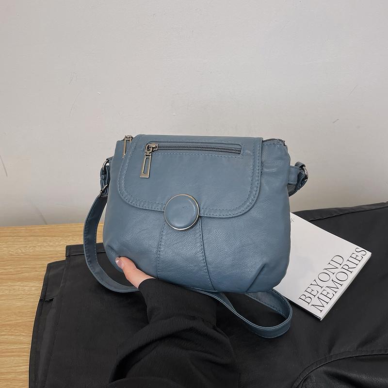 

Женская маленькая квадратная сумка через плечо из мягкой кожи с отделениями для мамы синий