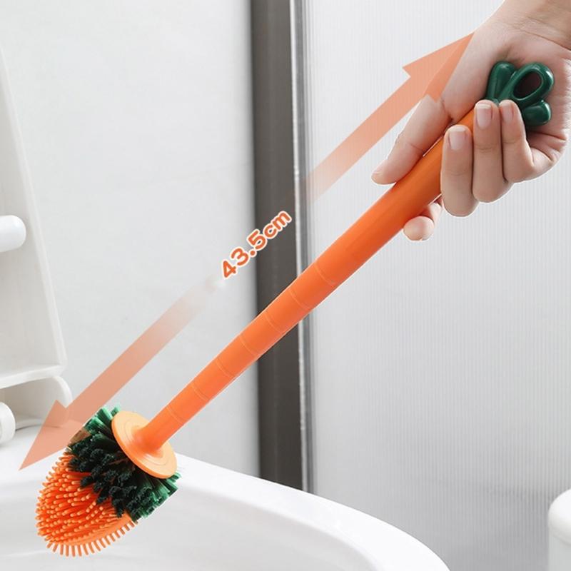 Toilet Brush Lavatory Brush Carrot Toilet Brush Holder Set No Drill Innovative Durable Bathroom Cleaning Brush