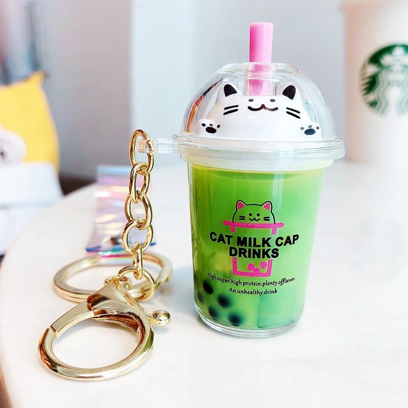 Quicksand Bubble Tea Keychain Couple Car Schoolbag Pendant Women'S Exquisite Ins Creative Pendant Gifts Versatile