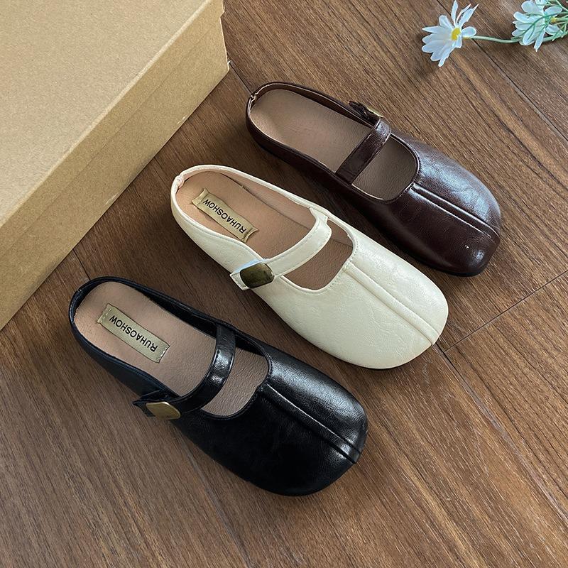 Baotou half slippers women's one pedal summer new outer wear one pedal Mary Jane women's shoes