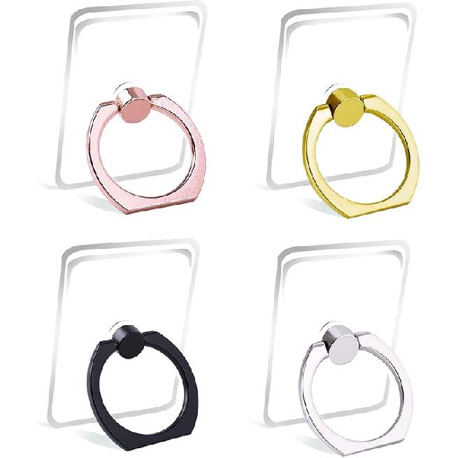 Cell Phone Ring Holder Stand Transparent Finger Grip Loop Finger Ring Stand (Black Sliver Rose Gold Colorful (Round))