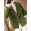 Women's Wool Coat Short Style with Lapel Collar Double Breasted Design