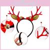 Festive Red Reindeer Antler Headband With Jingle Bells And Bow For Holiday Celebrations