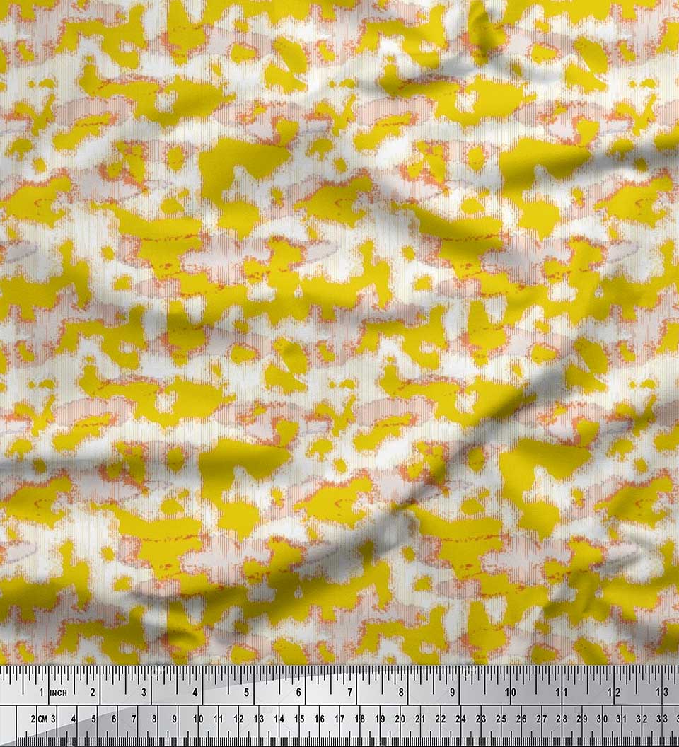 

Тканина Soimoi Japan Crepe Satin Lines & Texture Printed Тканина 1 метр 42 дюйма 42 Inch Wide - Poly Crepe жовтий