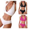 1011 swimsuit neck deep V high waist bikini slim solid color bikini sexy halter swimsuit
