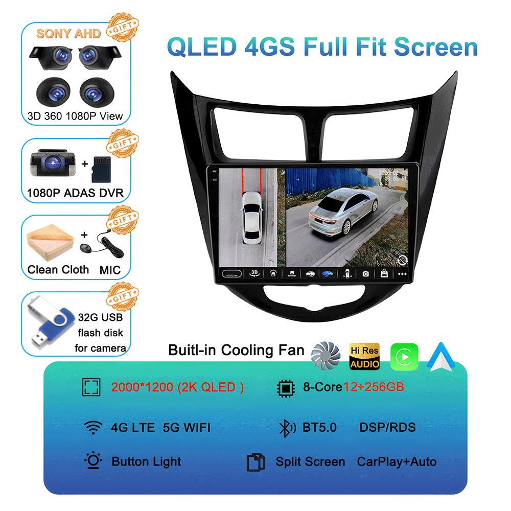 Android 14 Car Radio for Hyundai Solaris Verna Accent 1 2010 - 2016 Multimedia Video Player 2 Din DVD Head Unit Carplay GPS FM
