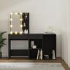 LED Vanity Table with Cabinet Black Wood Based Material