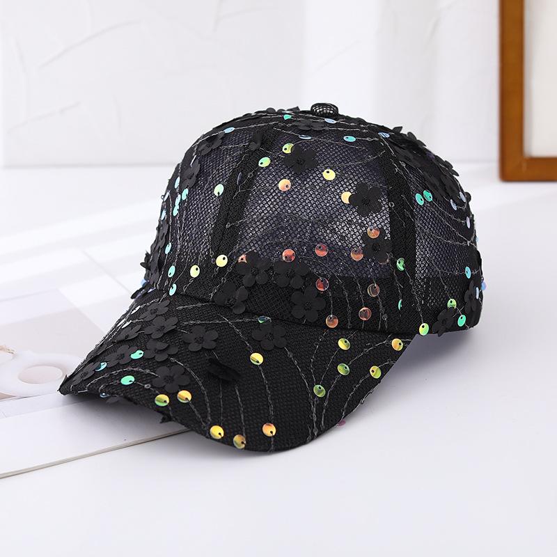 Mesh Breathable Hat Women's Summer Cap Sequins Trendy Versatile Sunshade Sun Hat Internet Celebrity Baseball Cap