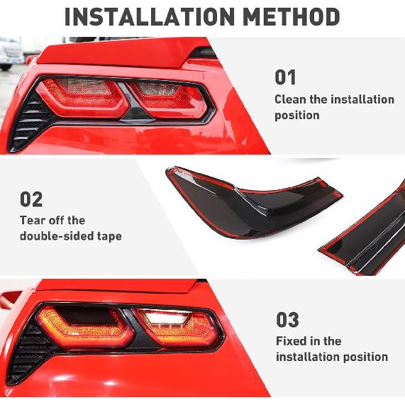 ABS Black Rear Tail Light Lens Taillight Kit Fit For Chevrolet Corvette C7 2014- Car Exterior Taillight Protection Cover Accessories
