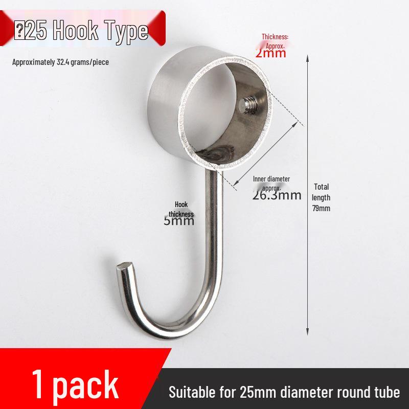 Stainless Steel Wardrobe Hanging Rod Flange Seat for Curtains, Towels, and Clothes Drying