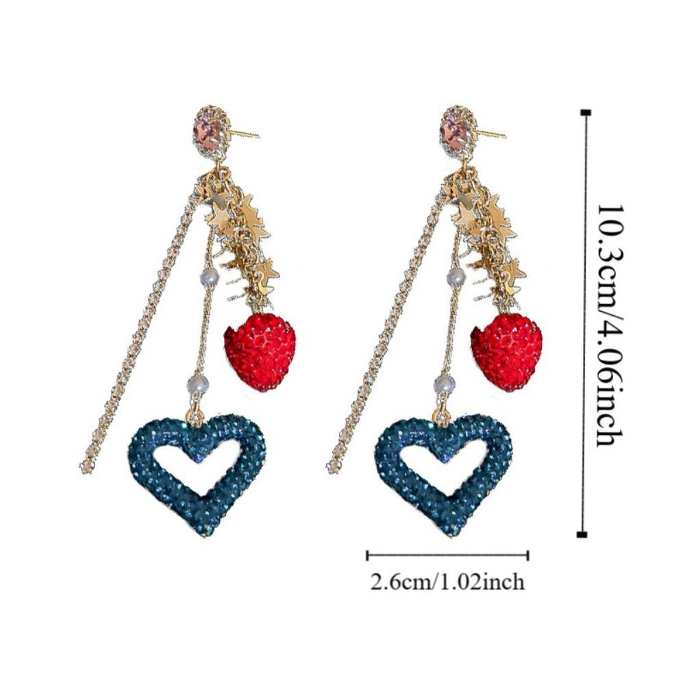 Light Luxury Rhinestone Earrings Women Bohemian Sweet Drop Earrings Strawberry Stud Earrings  Party