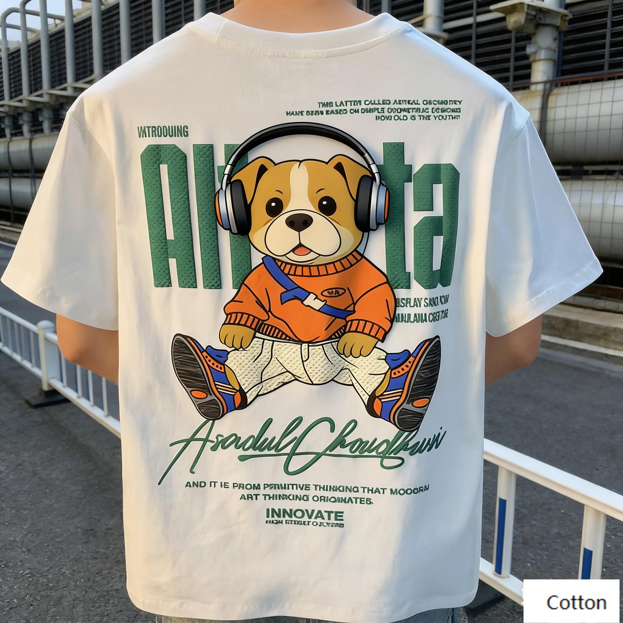 

American Street Style Cool Bunny Graphic TShirt with Sneaker Print Retro Cotton Tee Aesthetic HipHop Style Unisex Top 4XL