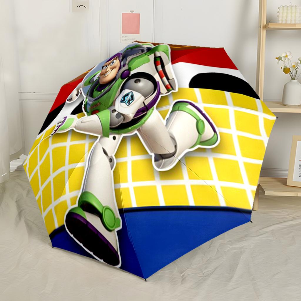 Toy Story Characters Compact Travel Automatic Umbrella with 8-Rib Durable Plastic & Iron for Women/Men Elegant Umbrella Birthday/Christmas Gift