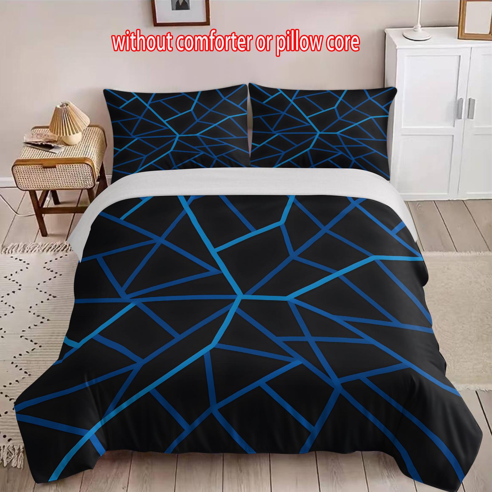 

Geometric Black Three-Piece 3D Digital Printing Quilt Set cover 90 * 200 + and 50 * 75 * 1