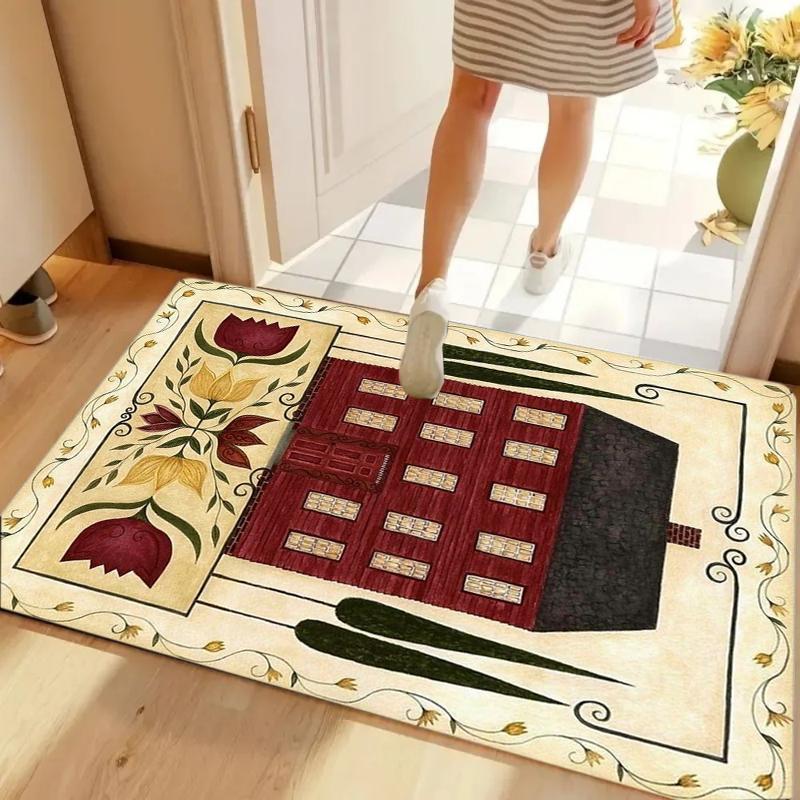 Rustic American Flag House Star Non-slip Washable Door Mat for Entryway Farmhouse Home Decoration