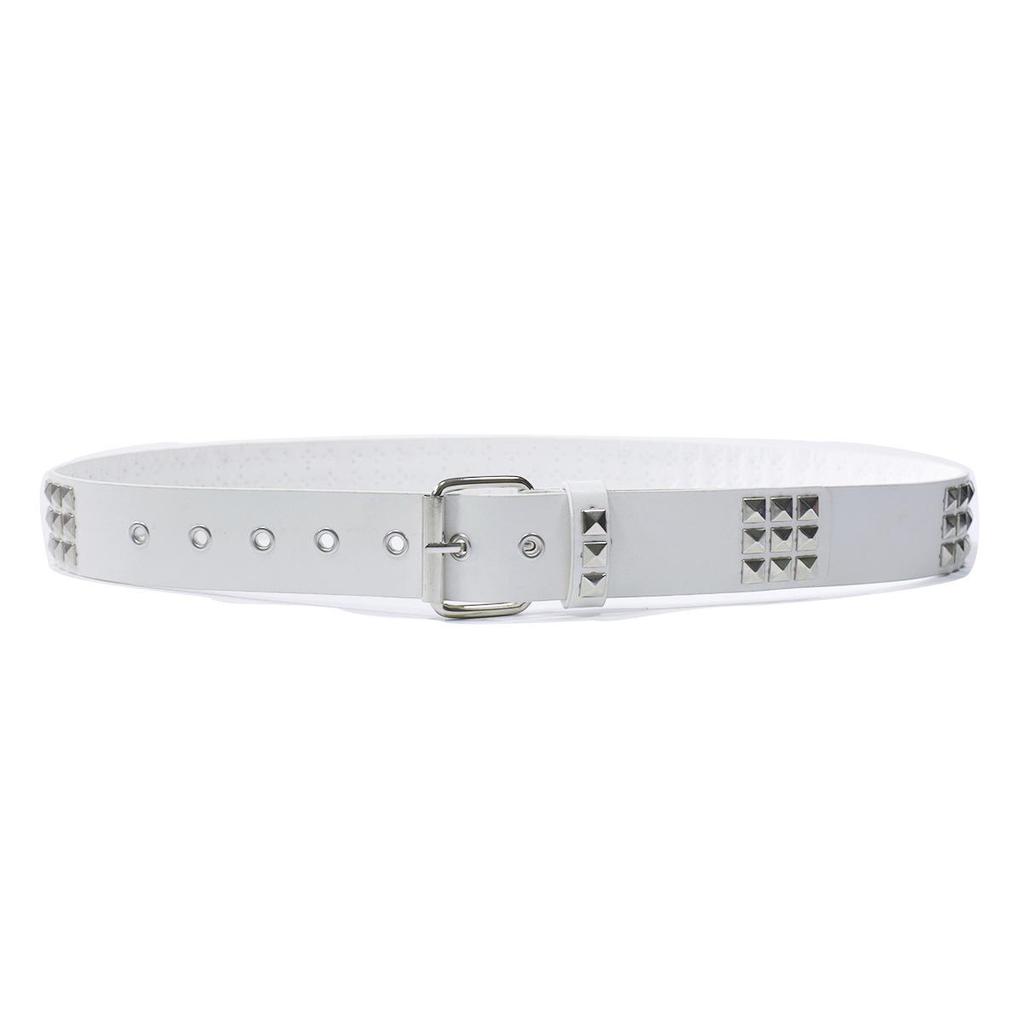 Unisex Square Bead Punk Style Stainless Steel Rivet Hip Hop Belt for Jeans
