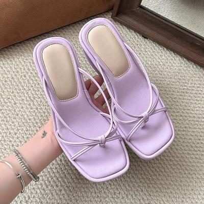 Fashion Fashion Wedge Slippers Summer New Square Toe Open Toe Thin Strap Clip Toe Platform Non-slip Wear-resistant High Heels