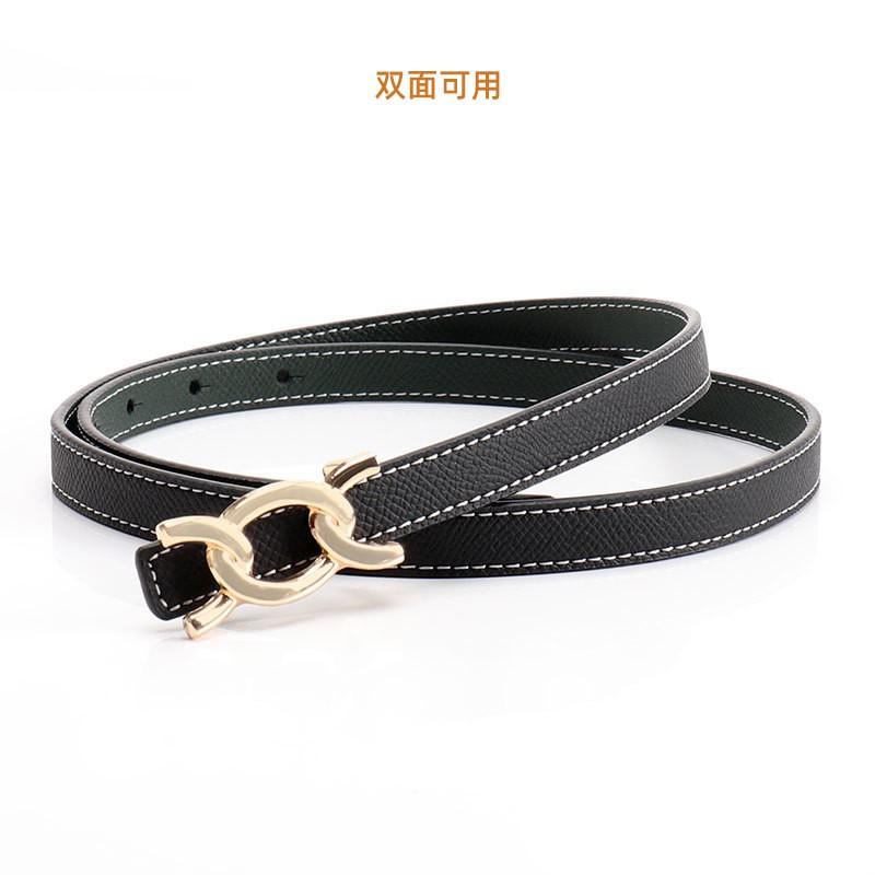 Slim Womens Belt With Alloy Pin Buckle Ultra-Thin Faux Leather Waistband Dresses Blazers Casual Office Wear