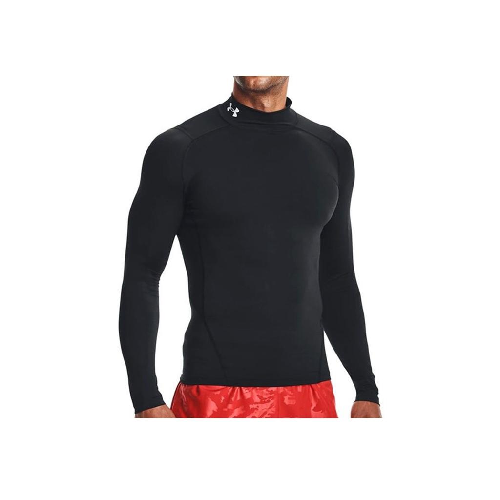 Under Armour סווטשירט קלאסי עם הדפס לוגו צווארון עומד רטרו צמוד חולצת טי גברים שחור 1369606-001