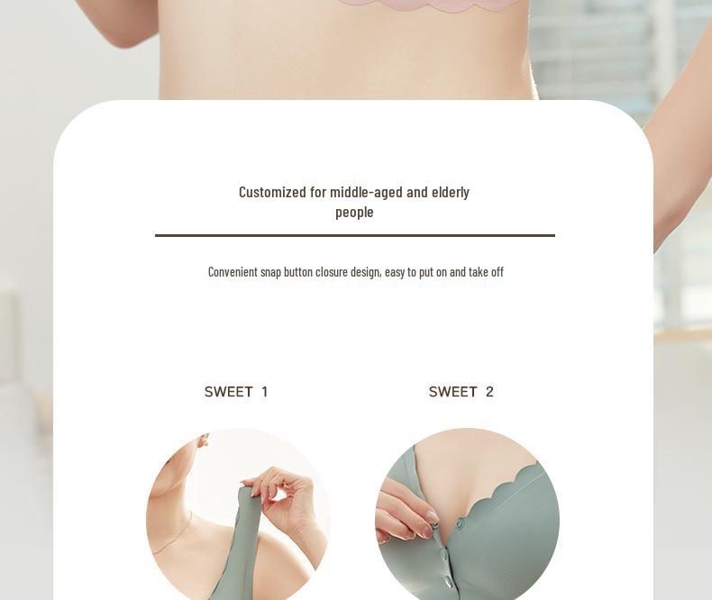 Ice Silk Wireless Bra: Seamless Front-Closure for Middle-aged and Elderly Women