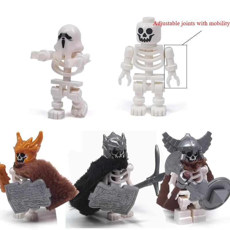 MOC Halloween Building Blocks Skeleton Army Knight Figures Flame Horse Medieval Vampire Furniture Assembly DIY Bricks Toys Gifts