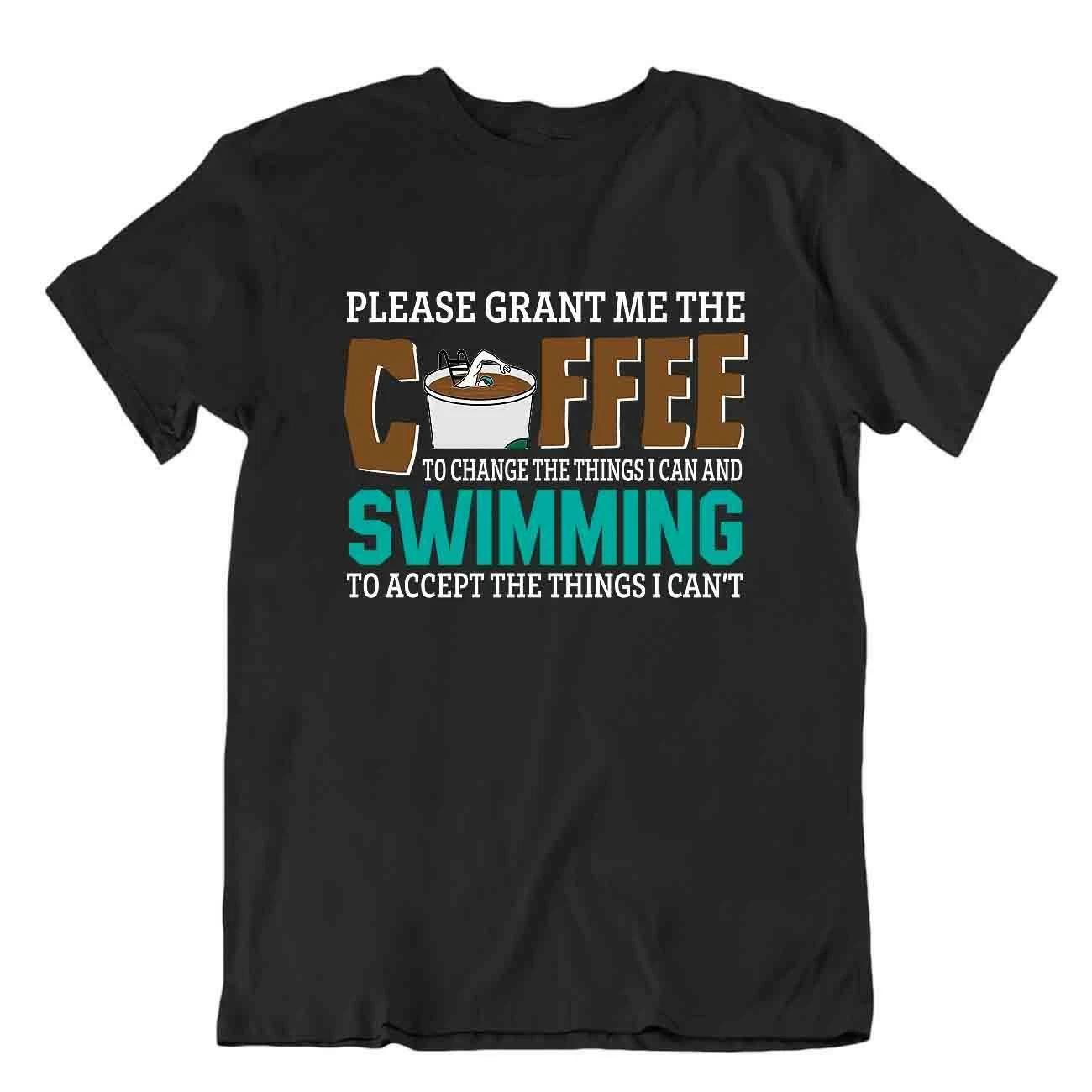 Coffee And Swimming T-SHIRT Unisex Cool Gift TEE Pun Joke SHIRT L