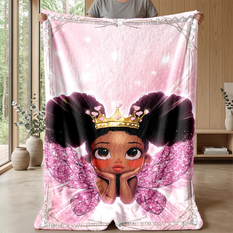 Princess Butterfly Fantasy Theme blanket Lightweight Warm Flannel Blanket Decorative Throw Blanket for Home Decoration