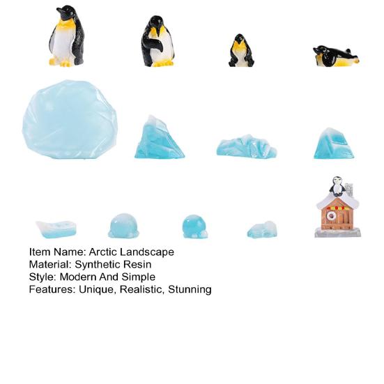 13 Pcs Mini Arctic Set Miniature Mountain Model for Penguin Ice Animals Figurines Micro Landscape Winter