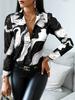 Elegant Blouse Women's Fashion Shirt 2026 Spring/Summer V-Neck Contrast Retro Print Slim Fit Top Office Lady Shirts S-XXXL